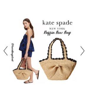 Kate Spade Tan and Black Raffia Tote